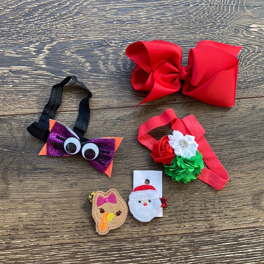 Holiday girl hair accessory bundle